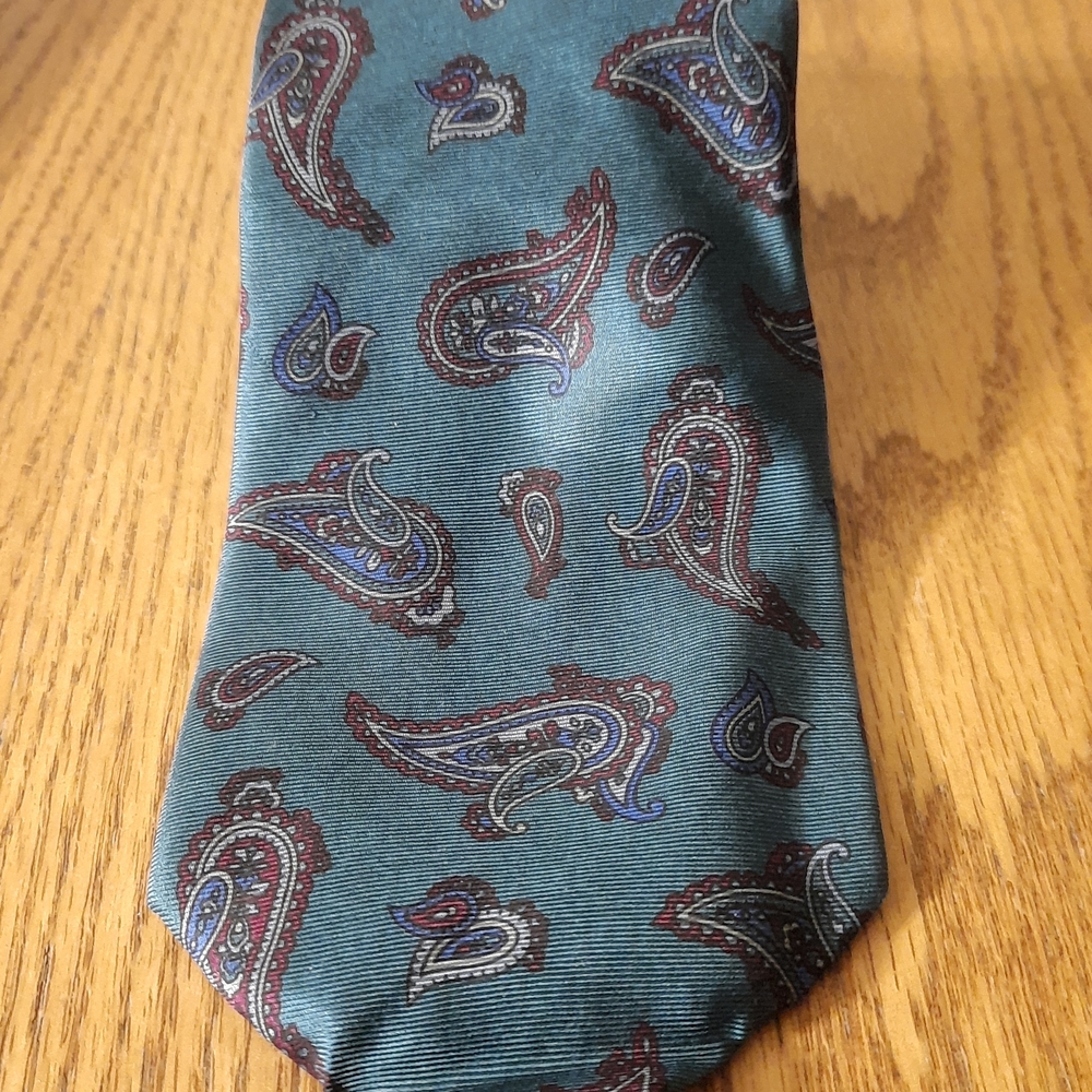 Maison Blanche Paisley Teal Patterned Mens Tie Elegant Designer Necktie Business